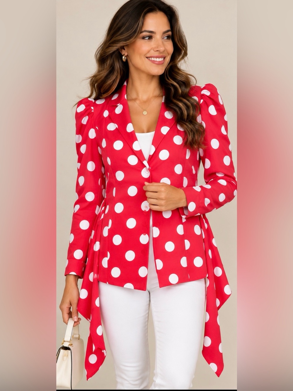 Tea n Cup Red and White Polka Dot Blazer Jacket